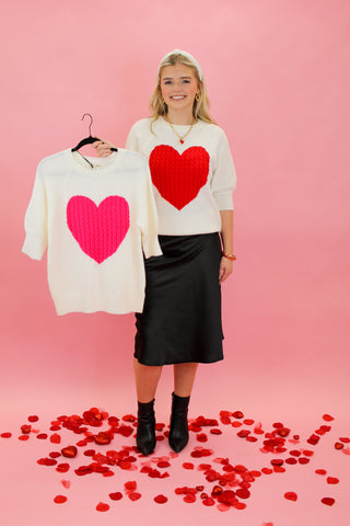 Heart Puff Sleeve Sweater