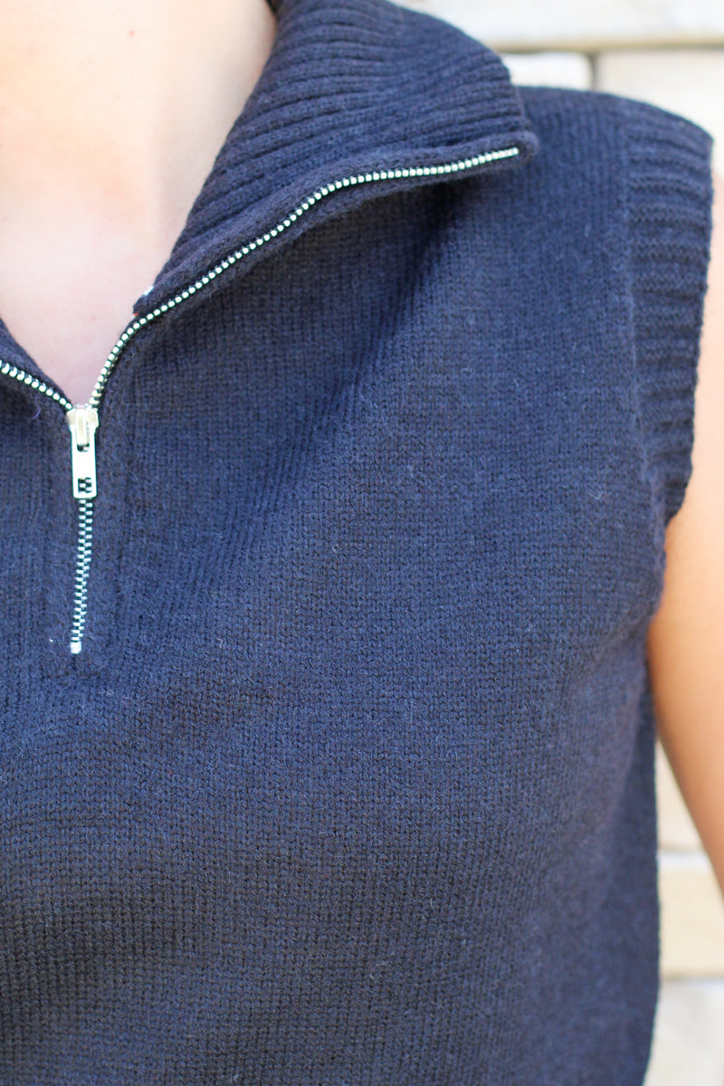 Half Zip Sweater Tank Top