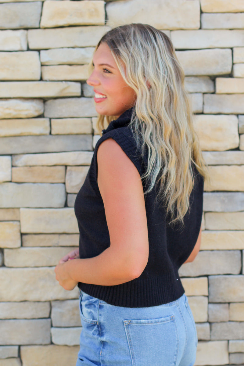 Half Zip Sweater Tank Top