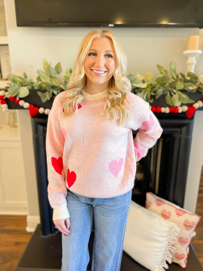 Be My Valentine Sweater-Pink/Red