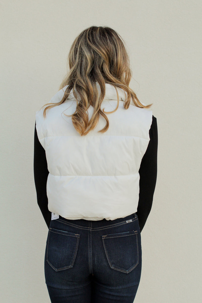 Penny Puffer Vest-White