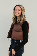 Penny Puffer Vest-Brown