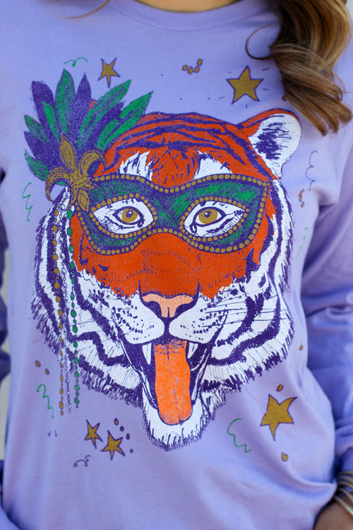 Mr.P's Mardi Gras Tiger Long Sleeve Tee