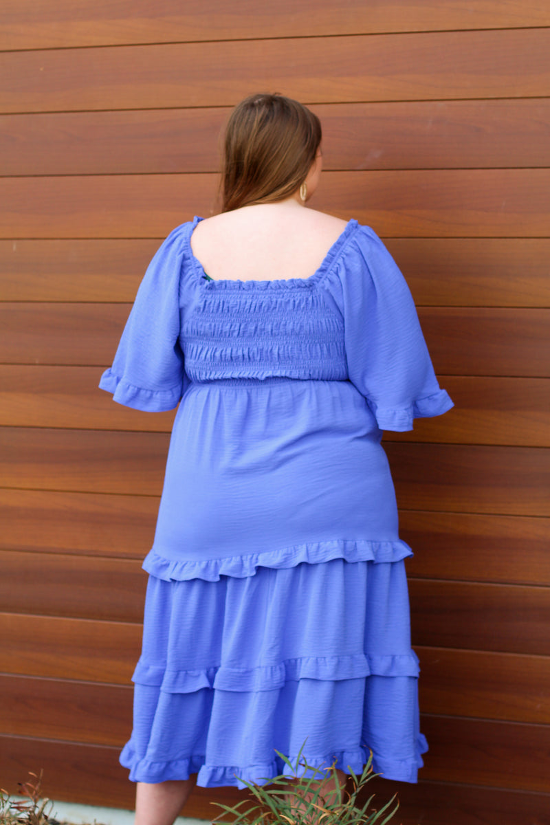 Totally Tiered Midi Dress-Royal Blue