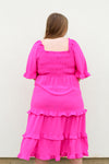 Totally Tiered Midi Dress-Hot Pink
