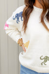 Colorful Leopards Sweater-Cream