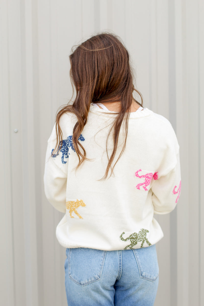 Colorful Leopards Sweater-Cream