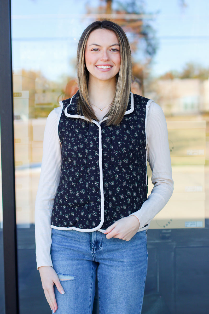 Floral Quilted Vest