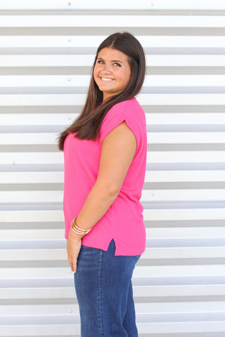 So Ribbed Cuff Sleeve Top