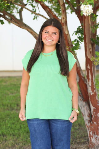 So Ribbed Cuff Sleeve Top