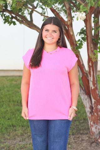 So Ribbed Cuff Sleeve Top