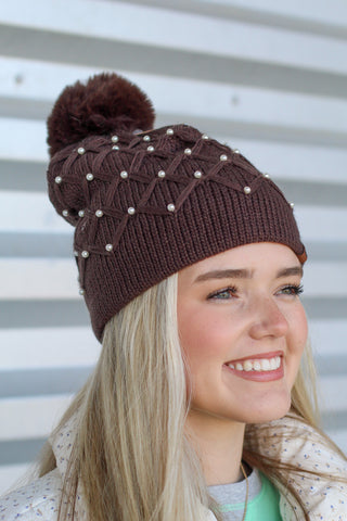 C.C Pearl Lined Pom Beanie