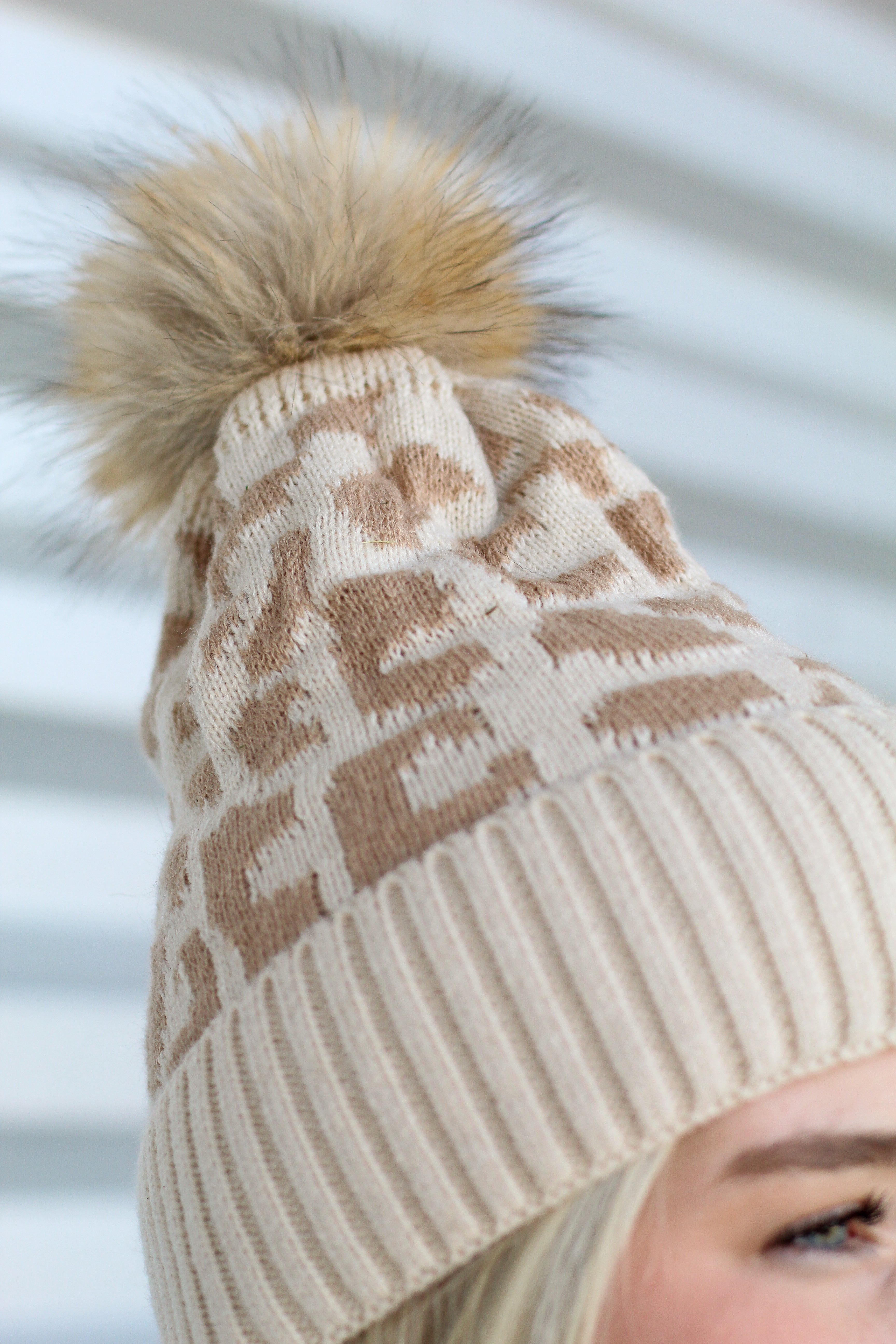 Leopard Pom Beanie