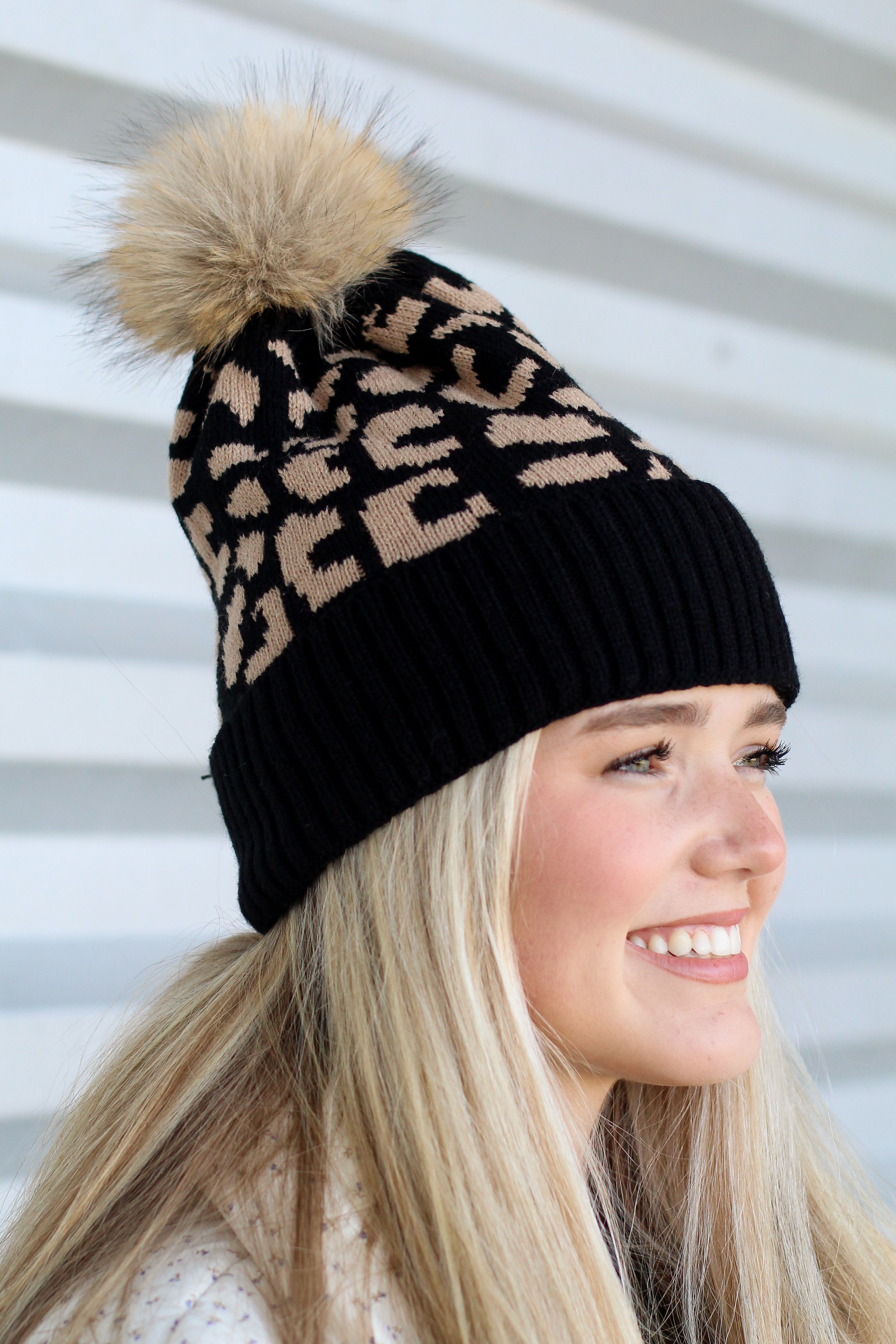 Leopard Pom Beanie