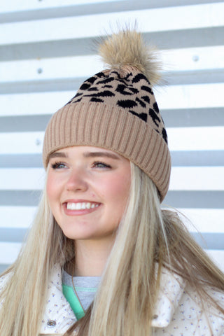 Leopard Pom Beanie