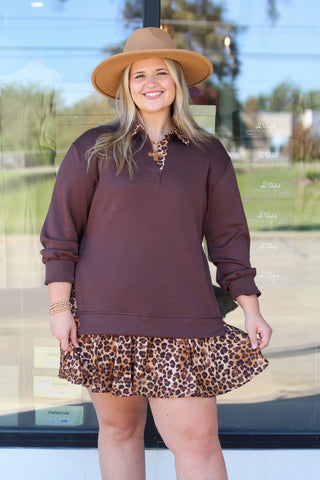 mixed media long sleeve dress