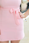 Textured Tie Dress-Light Pink