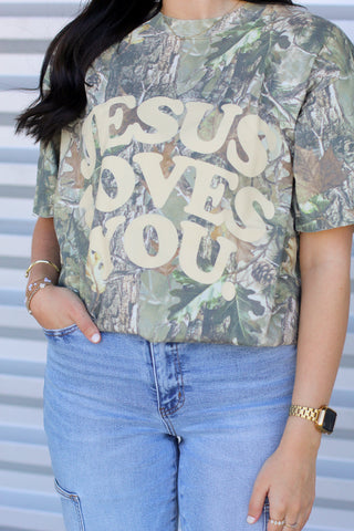 Camo Jesus Loves You Tee