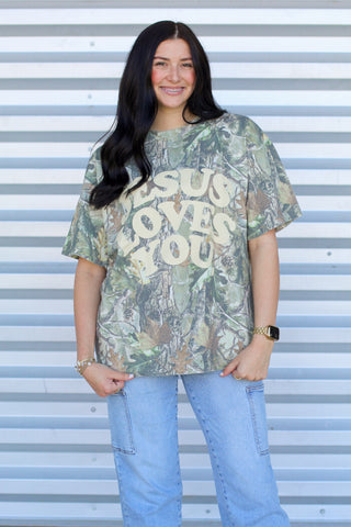 Camo Jesus Loves You Tee