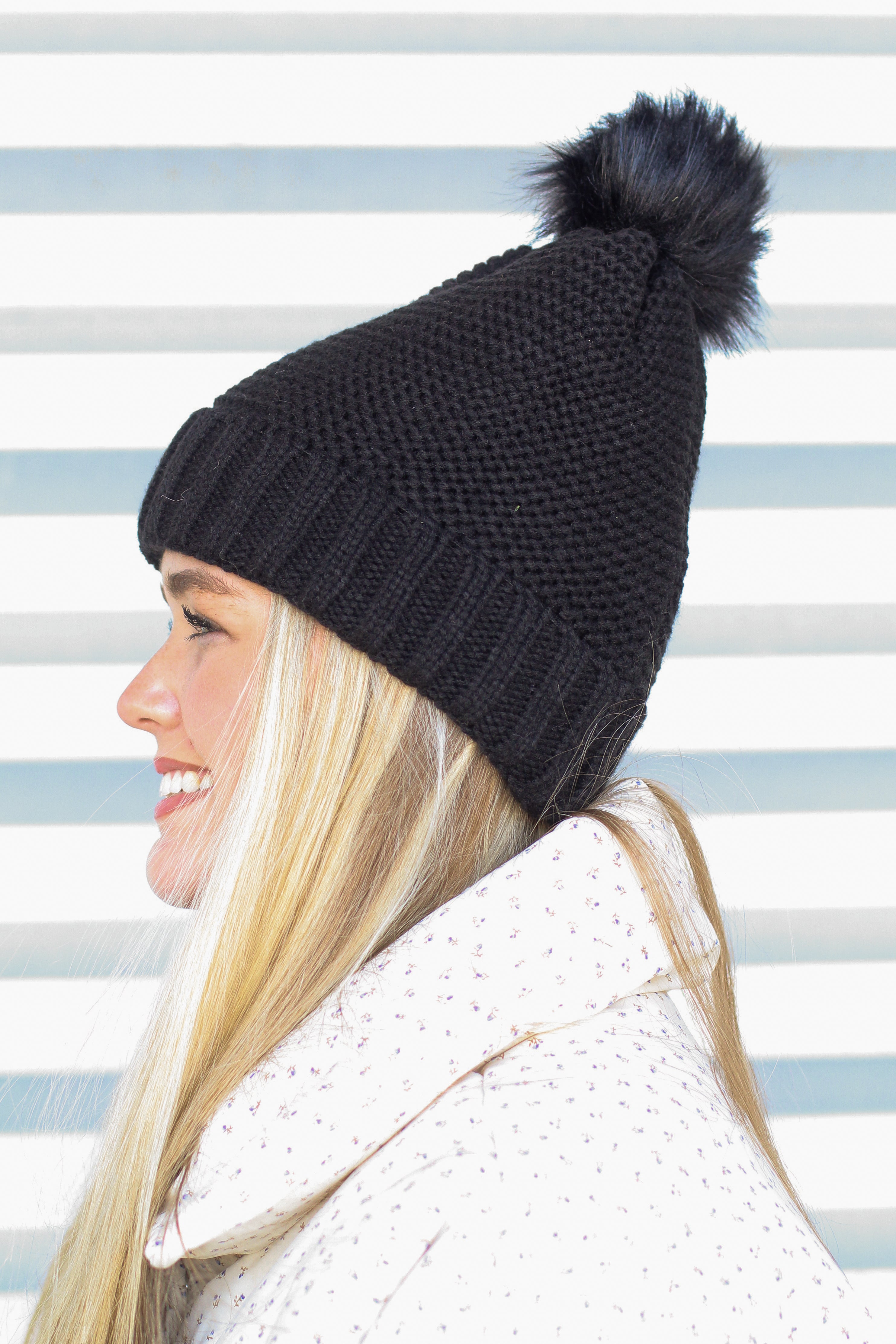 Fur Lined Pom Beanie