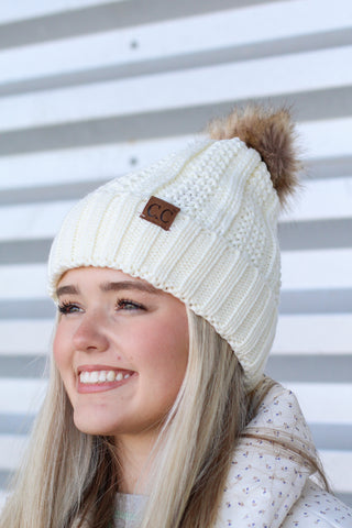 C.C Knitted Pom Lined Beanie