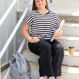 Waffle Knit Stripe Top