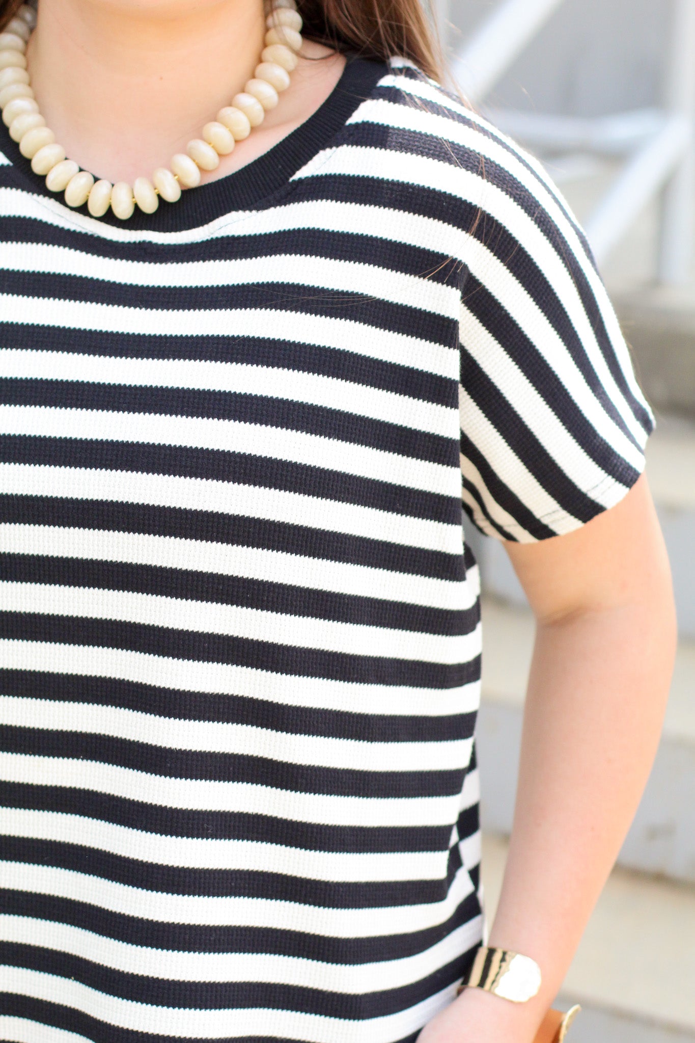 Waffle Knit Stripe Top