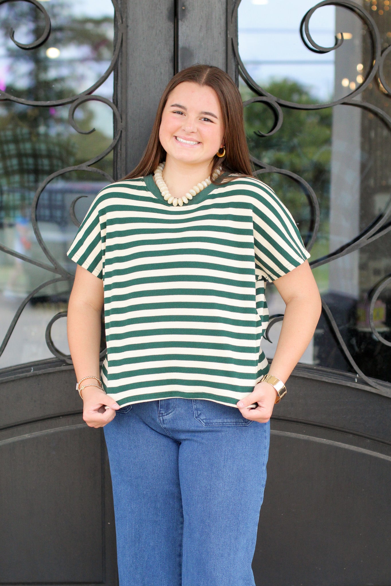 Waffle Knit Stripe Top