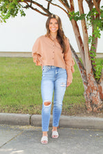 Ruffle Back Top-Tan