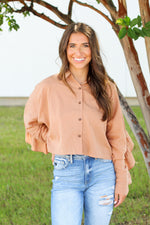 Ruffle Back Top-Tan