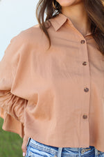 Ruffle Back Top-Tan