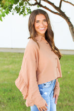 Ruffle Back Top-Tan