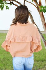 Ruffle Back Top-Tan