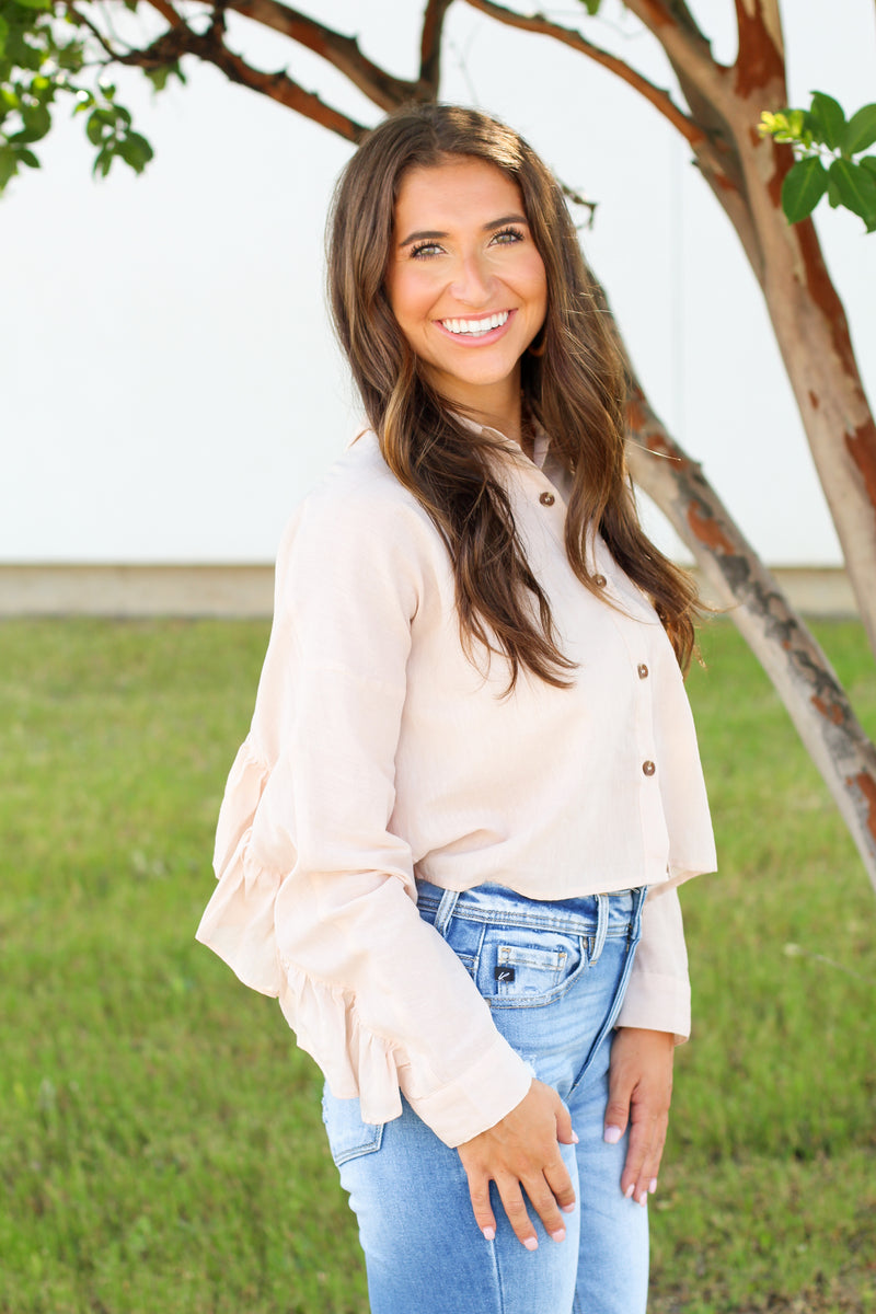 Ruffle Back Top-Cream