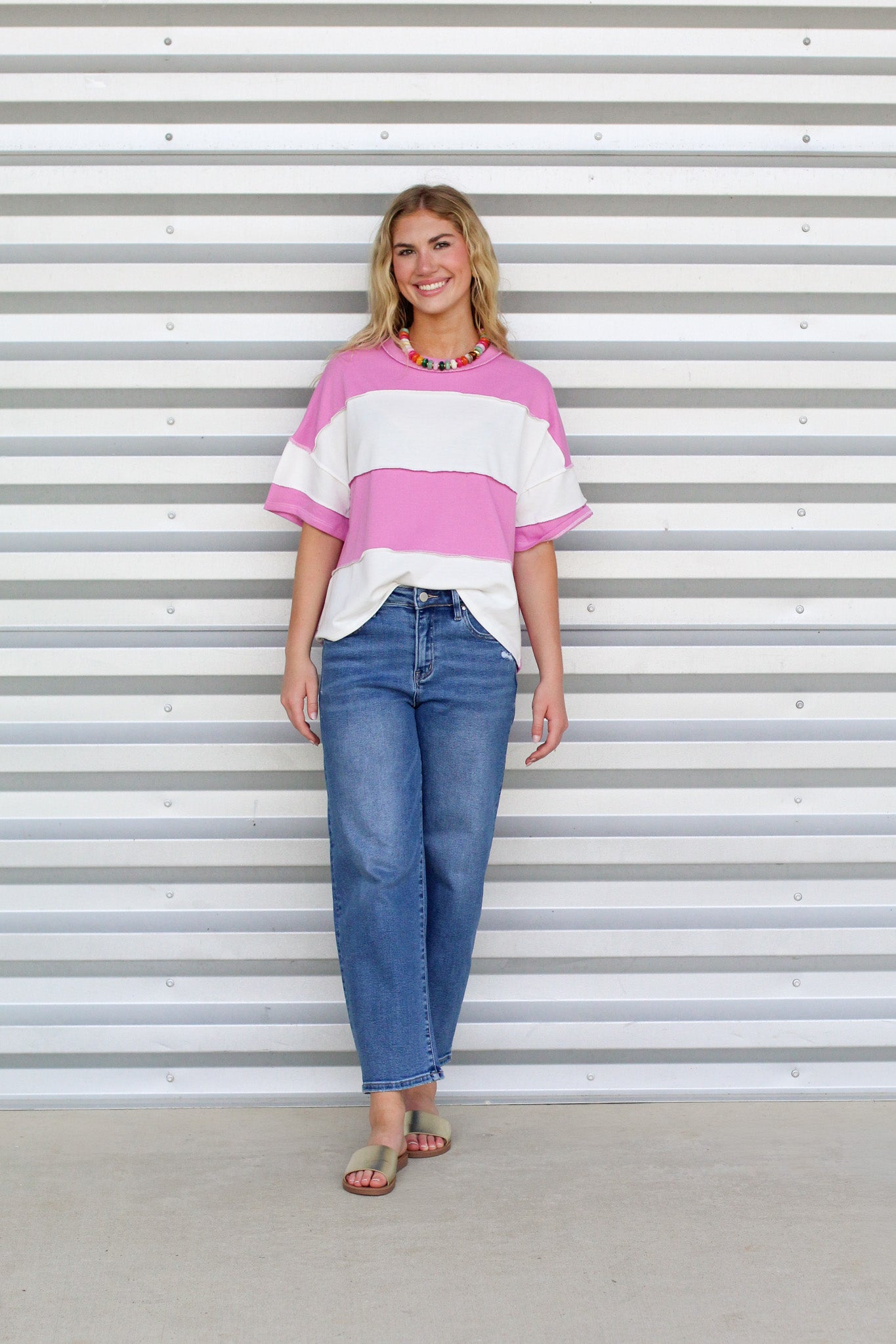 Exposed Seam Color Block Top