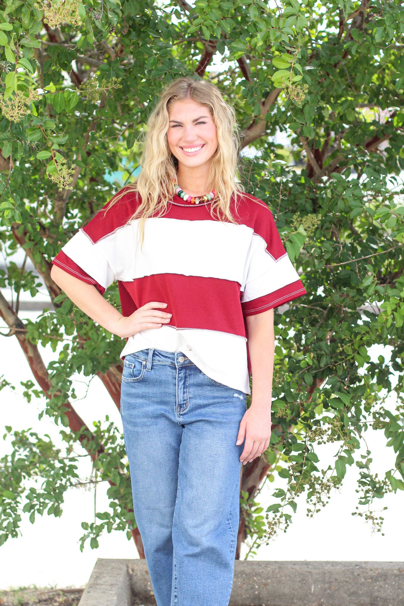 Exposed Seam Color Block Top