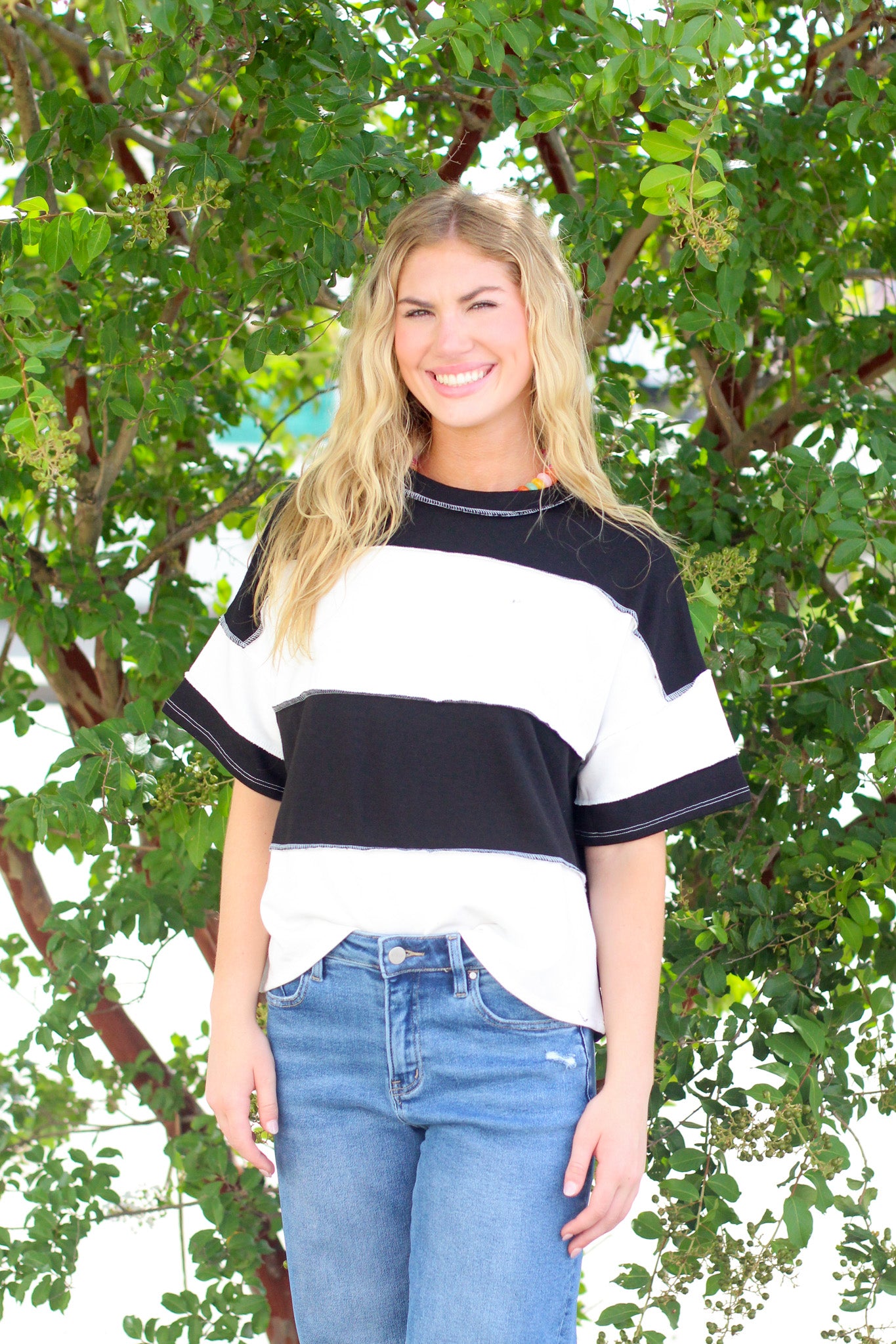 Exposed Seam Color Block Top