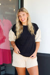Quilted Cutie Color Block Top-Black