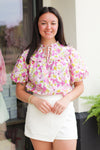 Flower Puff Sleeve Top