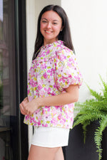 Flower Puff Sleeve Top