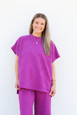 Trendy Tina Mock Neck Top-Magenta