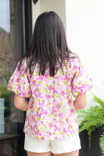 Flower Puff Sleeve Top