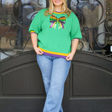 Mardi Gras Sequin Bow Sweater