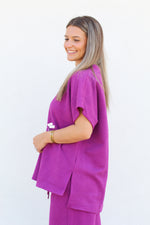 Trendy Tina Mock Neck Top-Magenta