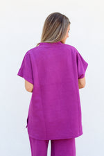 Trendy Tina Mock Neck Top-Magenta