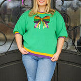 Mardi Gras Sequin Bow Sweater