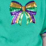 Mardi Gras Sequin Bow Sweater