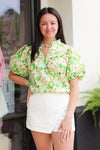 Flower Puff Sleeve Top