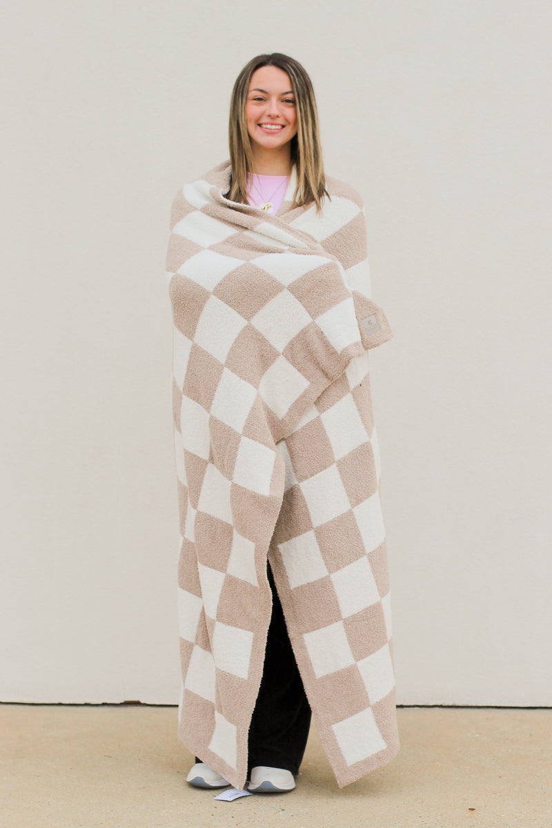 Cuddle Time Blanket-Beige Checkered