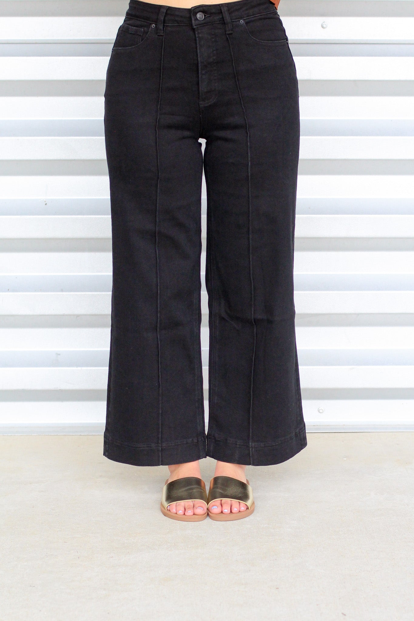 Pretty Pintuck Wide Leg Jeans